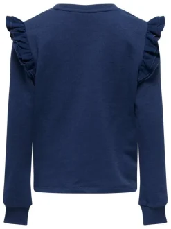 Sweat marine chiné avec une coupe droite et un col rond