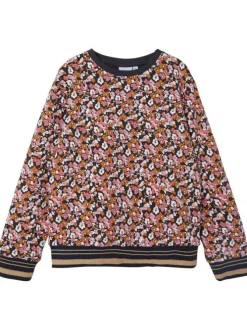Sweat marine en coton imprimé liberty avec une coupe droite et un col rond