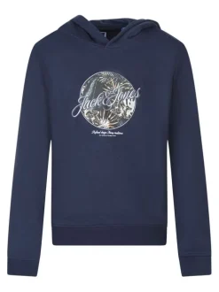 Sweat marine uni pourvu d'une coupe droite et d'un imprimé tropical