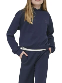 Sweat marine uni pourvu d'une coupe droite et d'une capuche