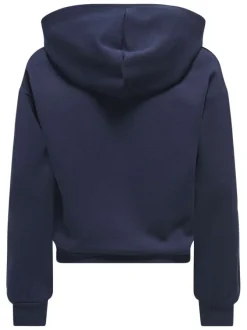 Sweat marine uni pourvu d'une coupe droite et d'une capuche