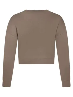 Sweat marron à col rond et manches longues orné d'un imprimé léopard