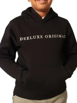 Sweat noir uni avec un col à capuche et une poche traversante