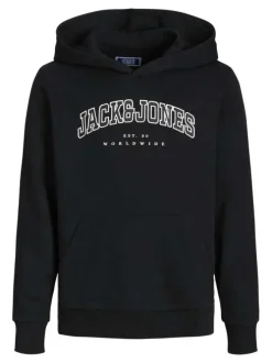 Sweat noir uni avec une coupe droite un col à capuche et des manches longues
