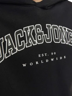 Sweat noir uni avec une coupe droite un col à capuche et des manches longues