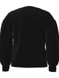 Sweat noir uni avec une coupe droite et un col rond
