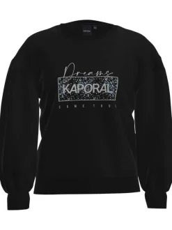Sweat noir uni avec une coupe droite et un col rond