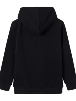 Sweat noir uni coupe droite avec un col à capuche et flocage Pikachu