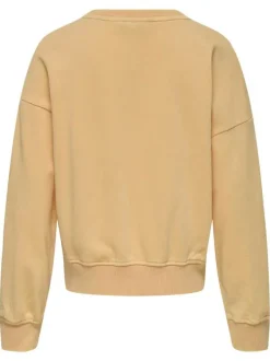 Sweat pêche uni à coupe droite, col rond avec patch à la poitrine délavé