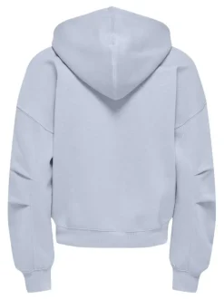 Sweat zippé en coton mélangé ciel uni pourvu de manches longues