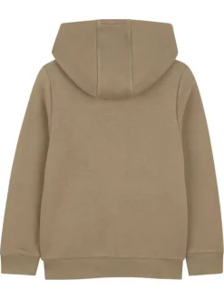 Sweat zippé en coton taupe à coupe ajustée pourvu d'un col à capuche