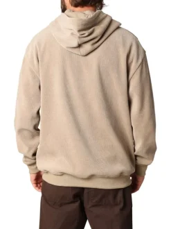 Sweat beige en maille côtelée avec col à capuche et cordon de serrage