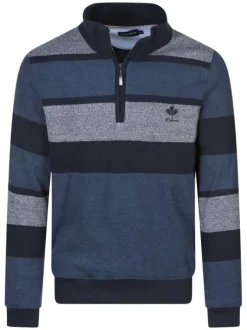 Sweat bicolore avec un col montant et zippé et des rayures larges