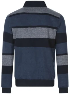 Sweat bicolore avec un col montant et zippé et des rayures larges