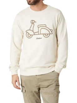 Sweat blanc uni pourvu d'une coupe droite et de manches longues