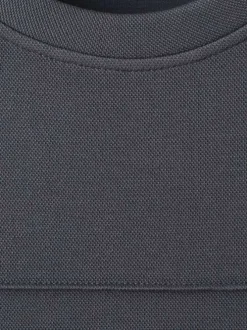 Sweat bleu gris uni en maille piquée avec une coupe droite et un col rond