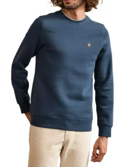 Sweat bleu uni avec une coupe droite et des manches longues
