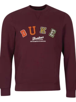 Sweat bordeaux en coton fantaisie avec un col rond et un empiècement au col