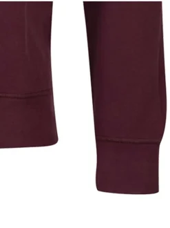 Sweat bordeaux en coton fantaisie avec un col rond et un empiècement au col