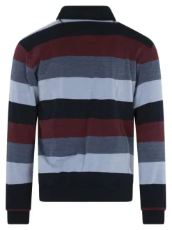 Sweat bordeaux rayé coupe ajustée col polo avec un logo brodé