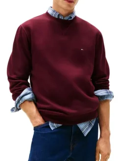 Sweat bordeaux uni avec un col rond et des manches longues