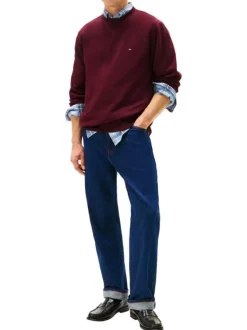 Sweat bordeaux uni avec un col rond et des manches longues