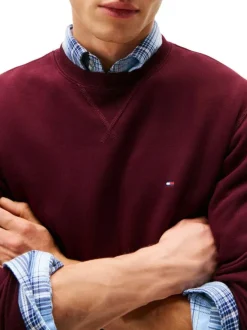 Sweat bordeaux uni avec un col rond et des manches longues