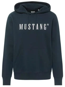 Sweat Bronson à capuche en coton marine à coupe droite avec logo imprimé blanc