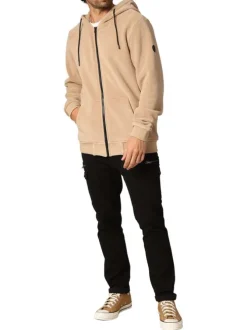 Sweat camel en maille polaire à capuche et cordon de serrage