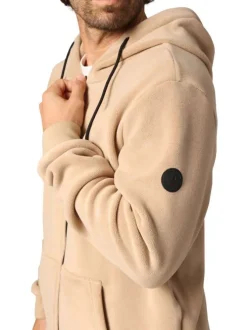 Sweat camel en maille polaire à capuche et cordon de serrage