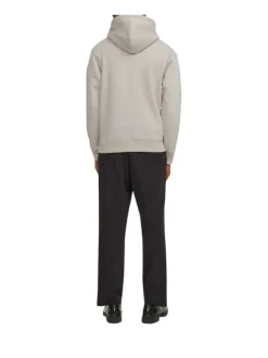 Sweat à capuche beige uni avec une coupe droite et une poche kangourou