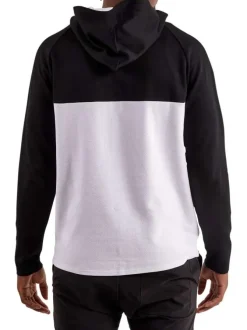 Sweat à capuche bicolore noir et blanc avec une coupe droite