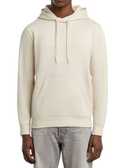 Sweat à capuche blanc uni avec une coupe droite et une poche kangourou