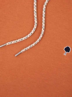 Sweat à capuche brique uni avec une coupe droite et un logo brodé