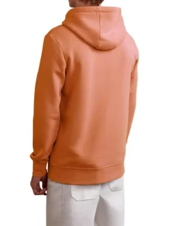Sweat à capuche brique uni avec une coupe droite et un logo brodé