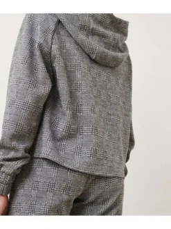 Sweat à capuche CHECK avec carreaux motifs pieds de poule et poignets resserrés