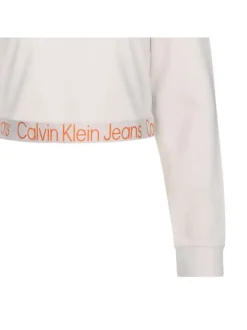 Sweat à capuche écru uni avec une coupe cropped
