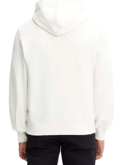 Sweat à capuche en coton avec logo floqué en doré au milieu de la poitrine