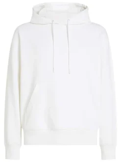 Sweat à capuche en coton blanc avec une coupe droite et un imprimé au dos