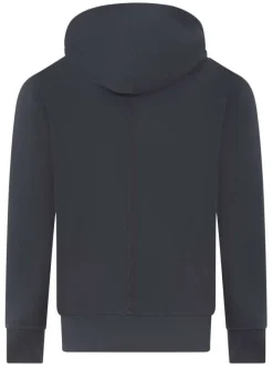 Sweat à capuche en coton bleu marine uni à coupe droite avec une poche