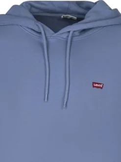 Sweat à capuche en coton bleu uni avec une coupe droite et nom iconique