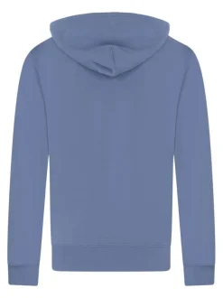 Sweat à capuche en coton bleu uni avec une coupe droite et nom iconique