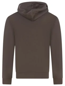Sweat à capuche en coton marron uni avec une coupe droite et une poche