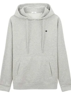 Sweat à capuche en coton mélangé anthracite chiné avec une coupe droite