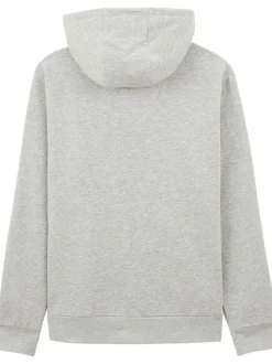 Sweat à capuche en coton mélangé anthracite chiné avec une coupe droite