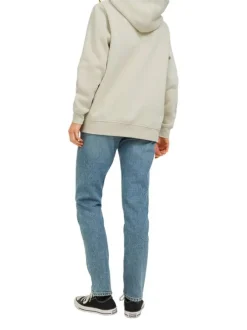 Sweat à capuche en coton mélangé beige avec une coupe relaxed fit