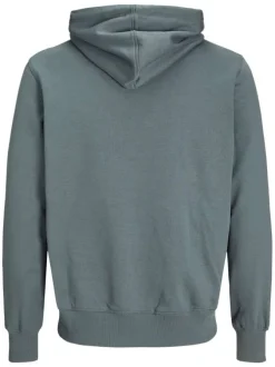 Sweat à capuche en coton mélangé bleu uni avec une coupe droite
