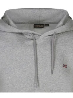 Sweat à capuche en coton mélangé gris uni avec une coupe droite