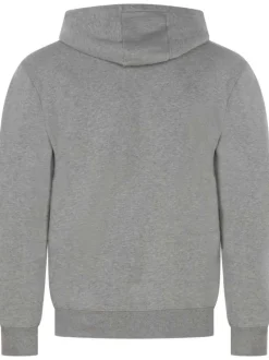 Sweat à capuche en coton mélangé gris uni avec une coupe droite