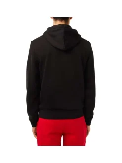Sweat à capuche en coton mélangé noir avec une coupe droite et logo brodé